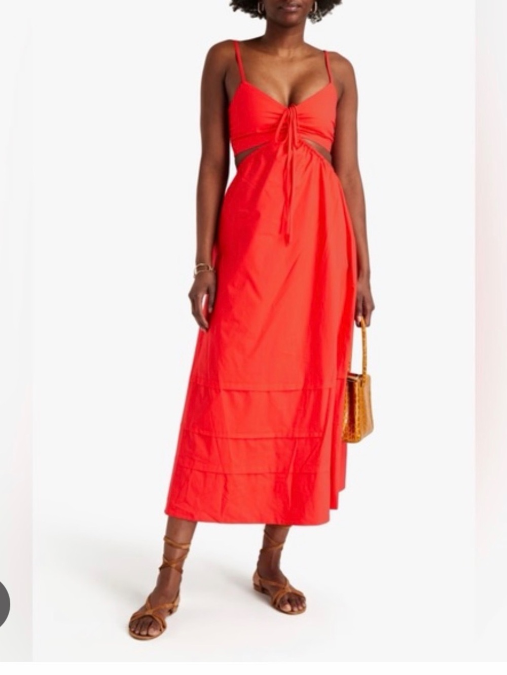 NICHOLAS Red Tie-Front Cutout Maxi Dress